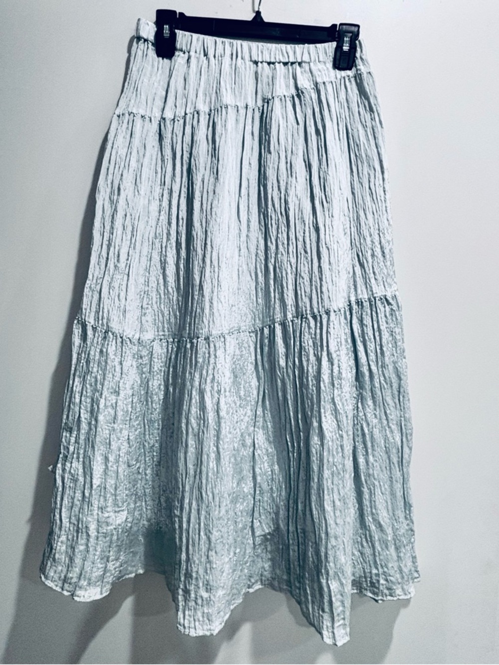 Vince Pale Blue Crinkled Midi Skirt